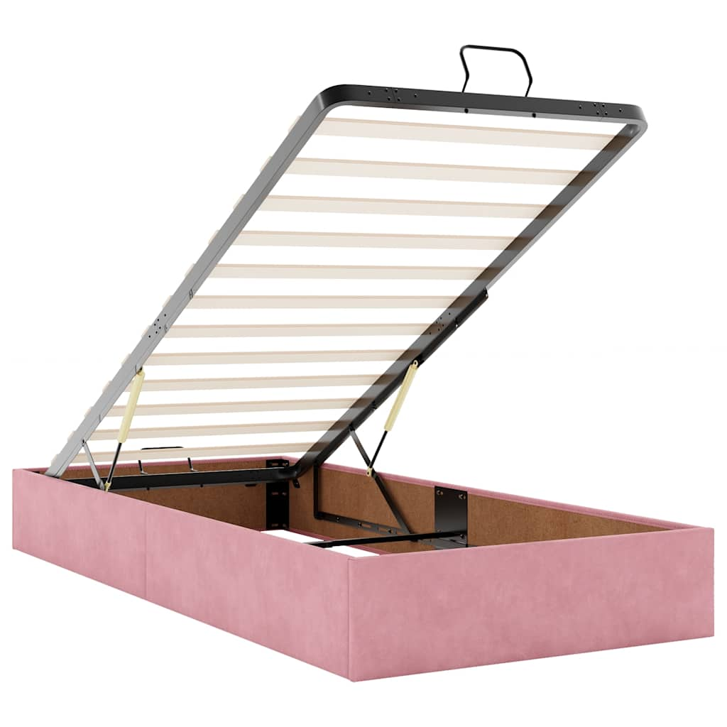 Ottoman bed met matras 80x200cm fluweel roze