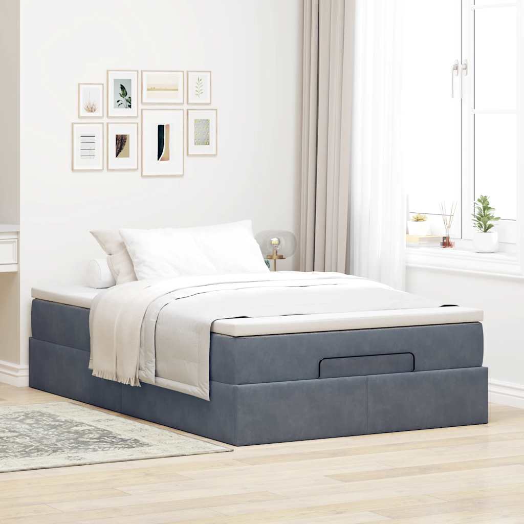 Ottoman bed met matras 120x190 cm fluweel donkergrijs