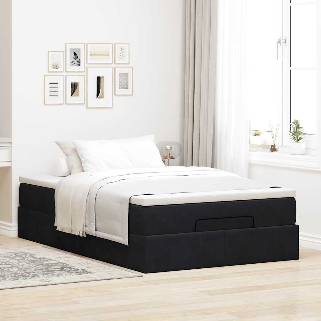 Ottoman bed met matras 120x190 cm fluweel zwart