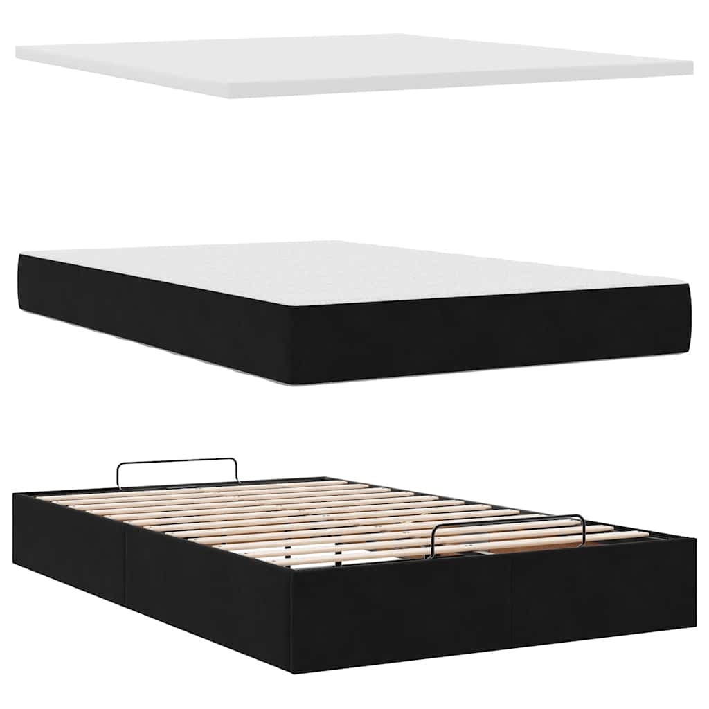 Ottoman bed met matras 120x190 cm fluweel zwart