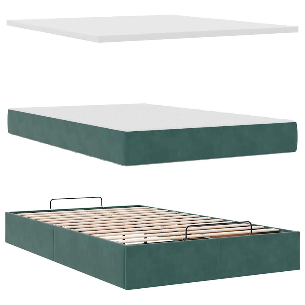 Ottoman bed met matras 120x190 cm fluweel donkergroen