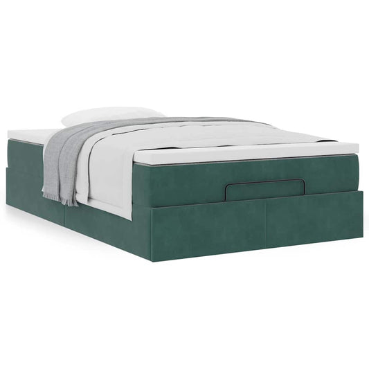 Ottoman bed met matras 120x190 cm fluweel donkergroen