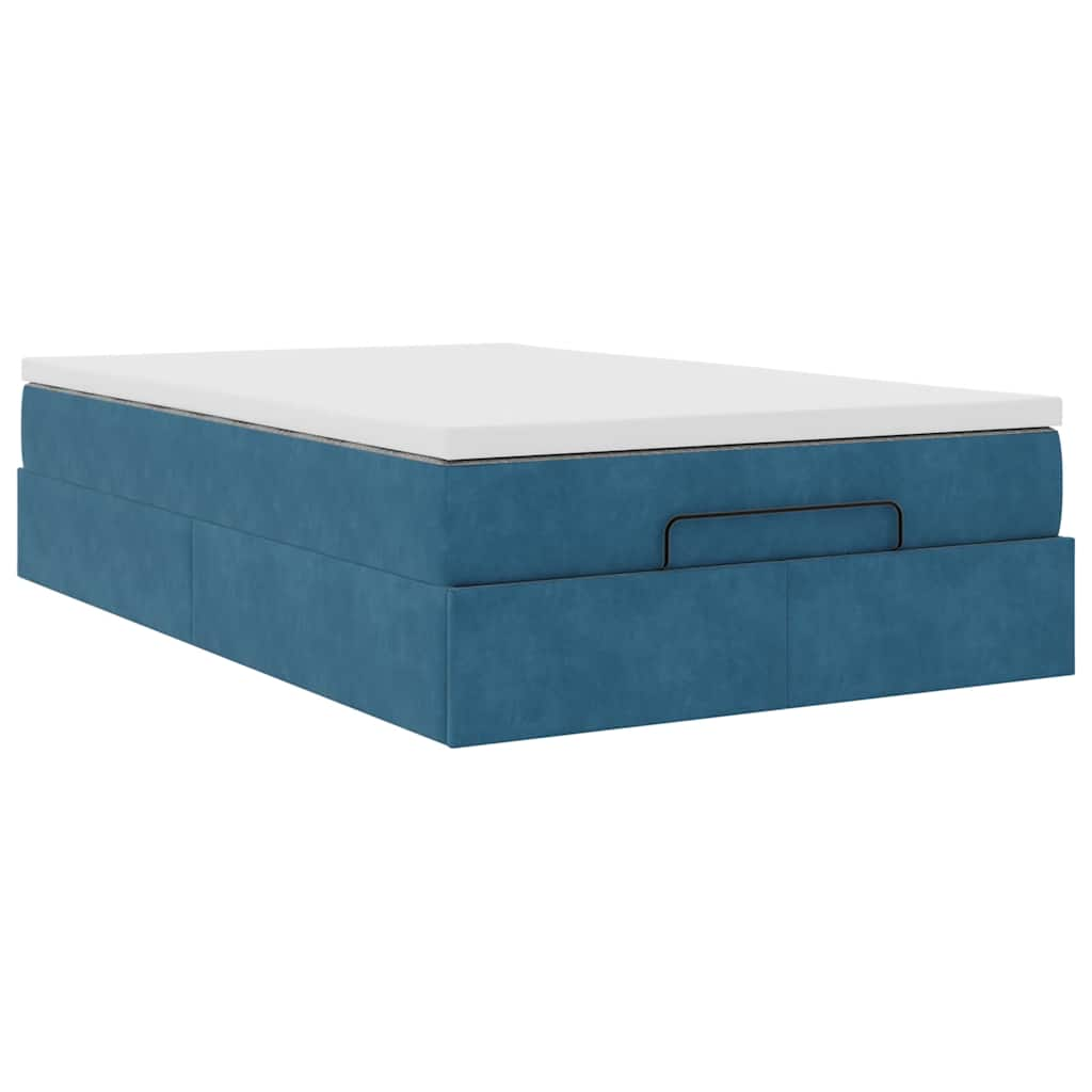 Ottoman bed met matras 120x190 cm fluweel donkerblauw