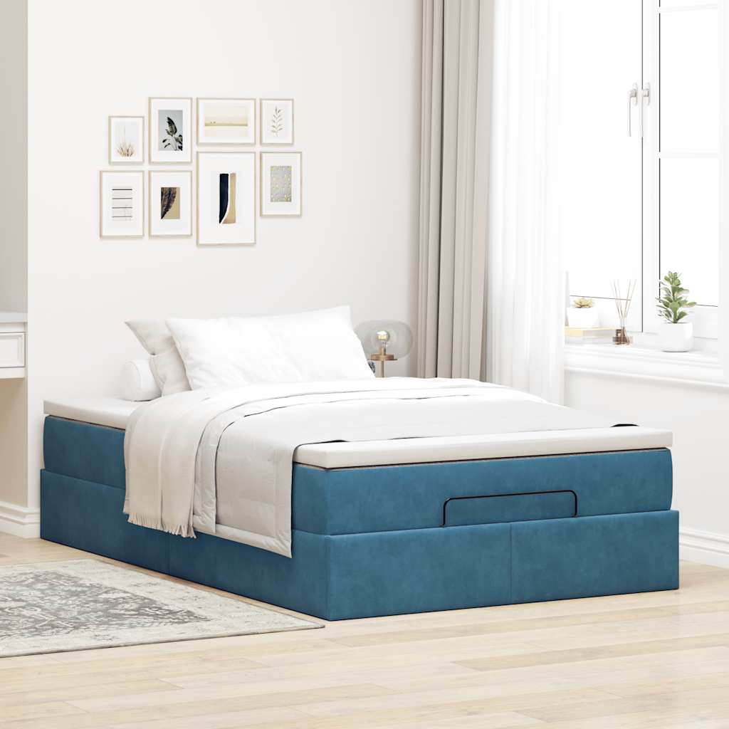 Ottoman bed met matras 120x190 cm fluweel donkerblauw