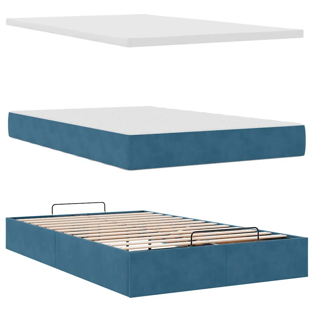 Ottoman bed met matras 120x190 cm fluweel donkerblauw