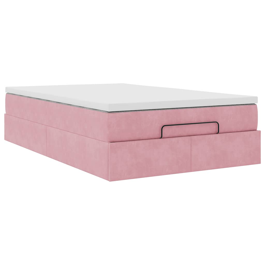 Ottoman bed met matras 120x190 cm fluweel roze