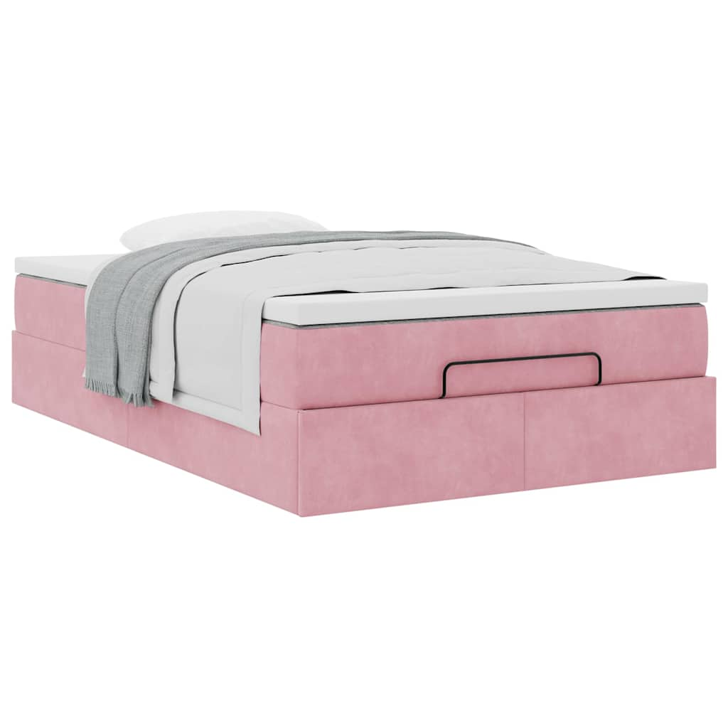 Ottoman bed met matras 120x190 cm fluweel roze