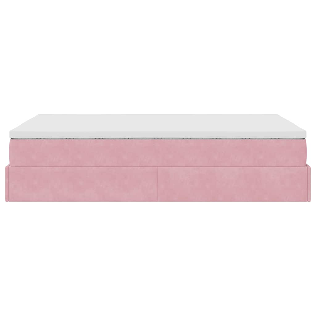 Ottoman bed met matras 120x190 cm fluweel roze