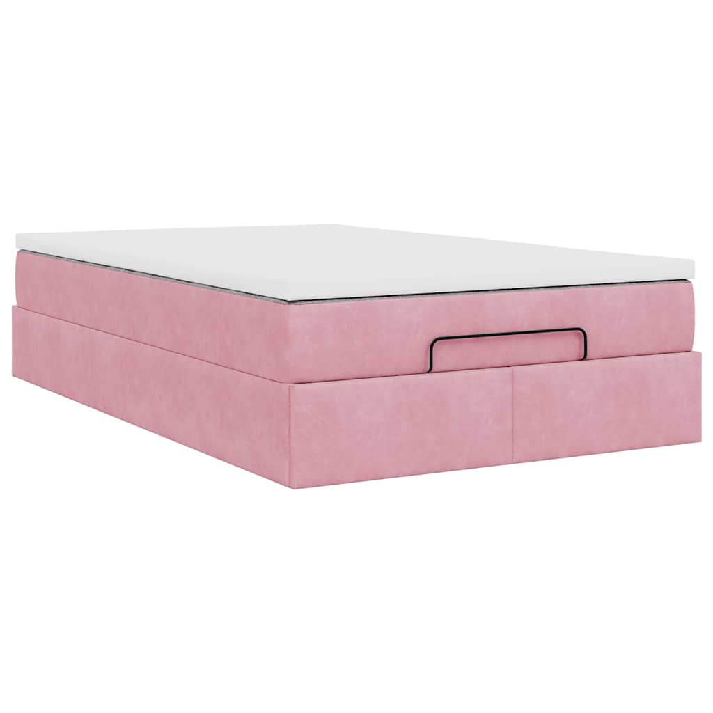 Ottoman bed met matras 120x190 cm fluweel roze