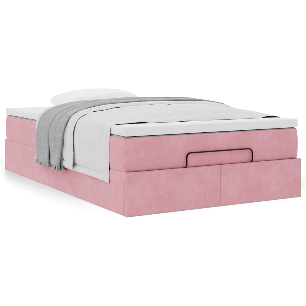 Ottoman bed met matras 120x190 cm fluweel roze