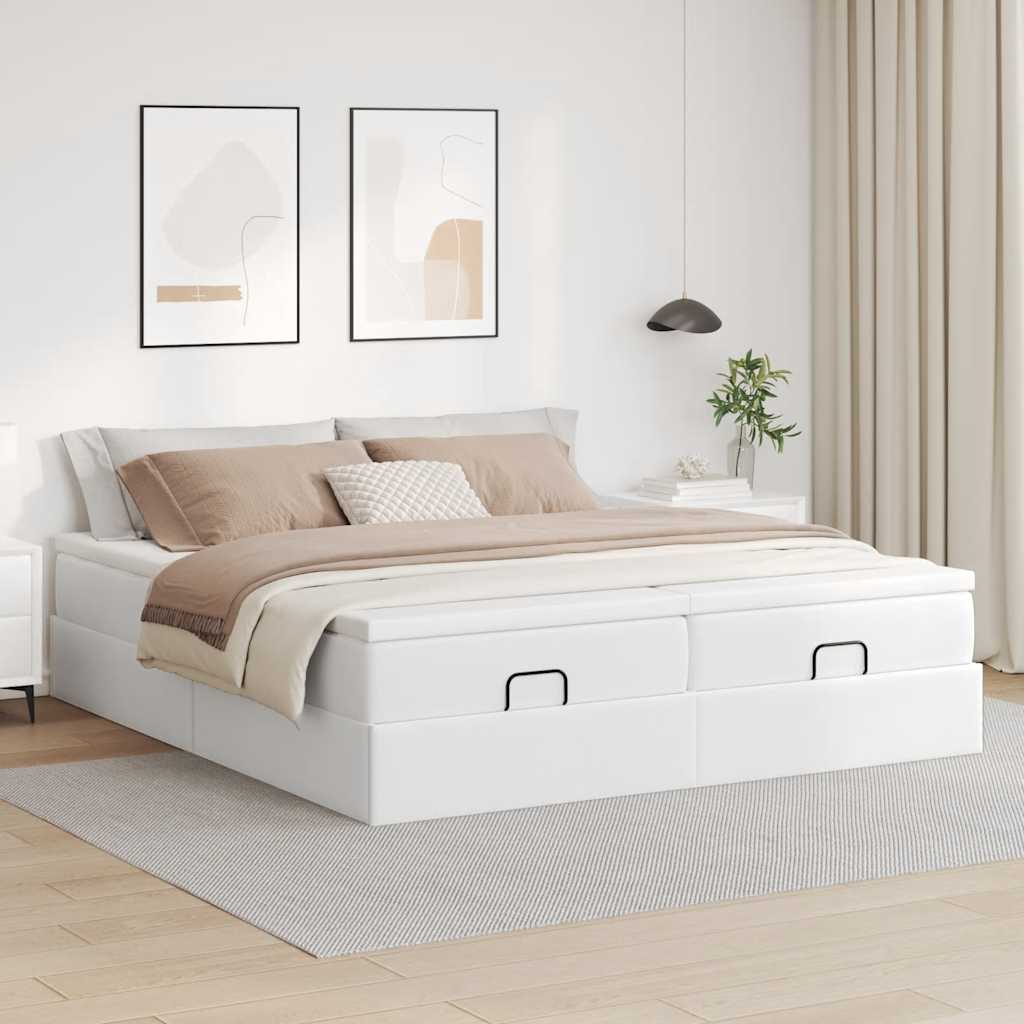 Ottoman bed met matrassen 160x200cm kunstleer wit