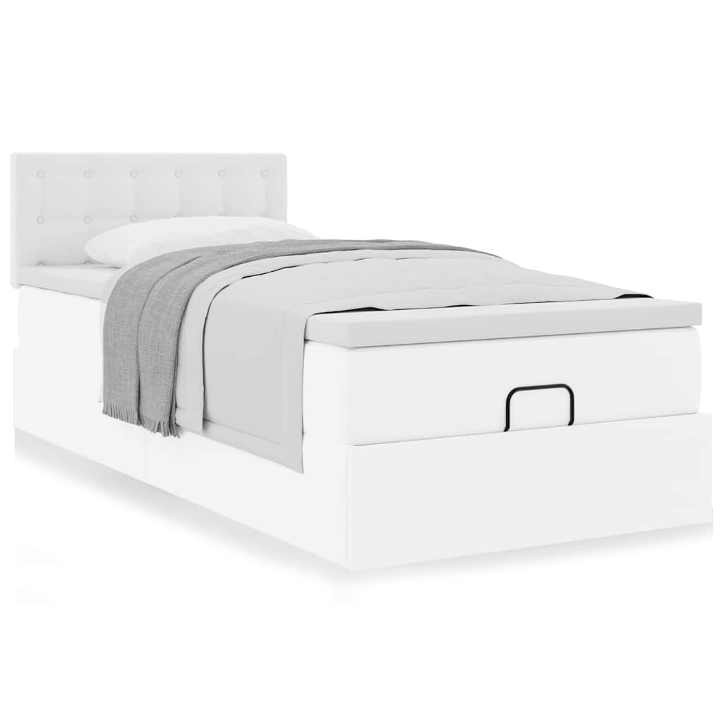 Ottomaanse bed met matras 80x200cm kunstleer wit