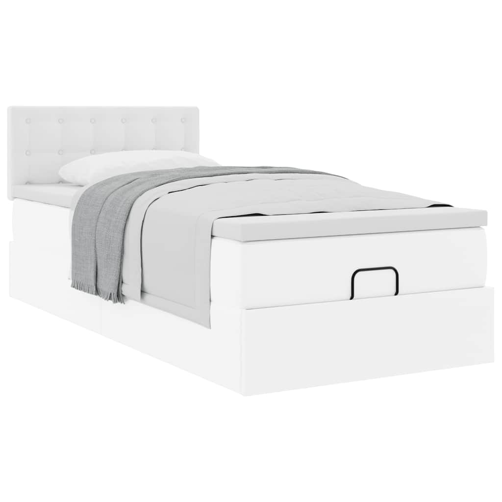 Ottomaanse bed met matras 80x200cm kunstleer wit