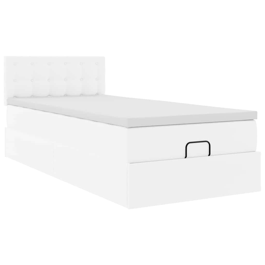 Ottomaanse bed met matras 80x200cm kunstleer wit