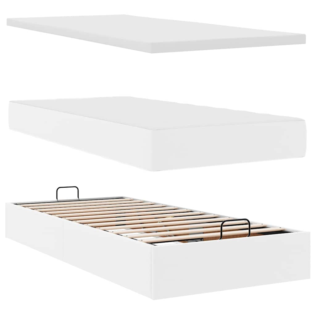 Ottomaanse bed met matras 80x200cm kunstleer wit