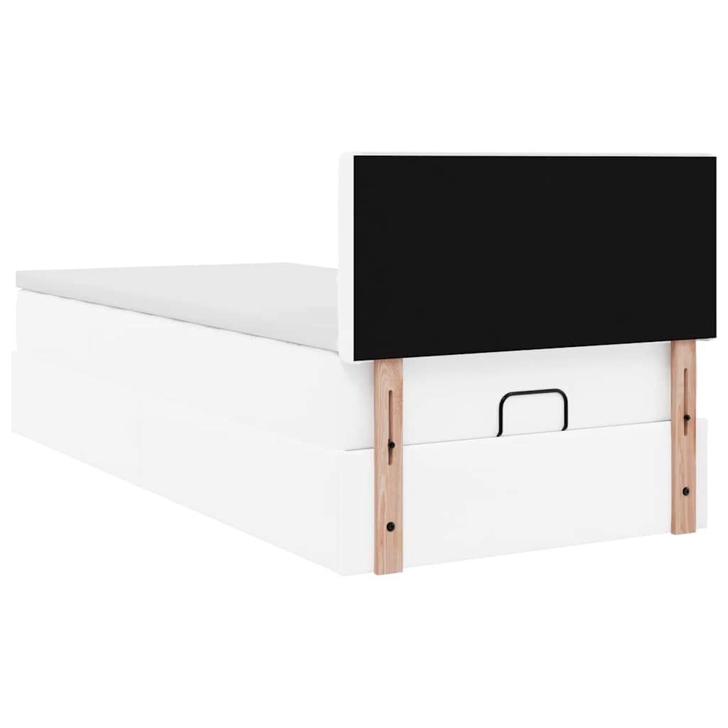 Ottomaanse bed met matras 80x200cm kunstleer wit