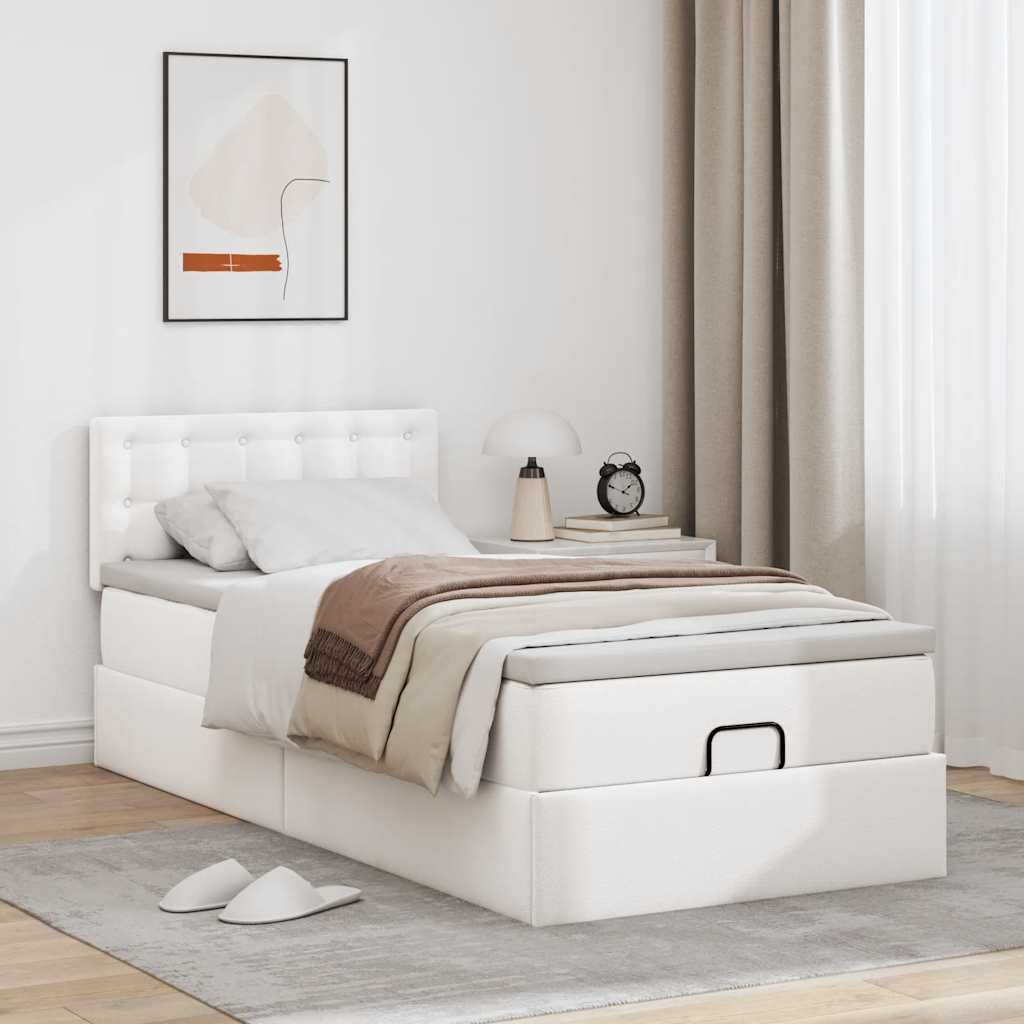 Ottomaanse bed met matras 80x200cm kunstleer wit