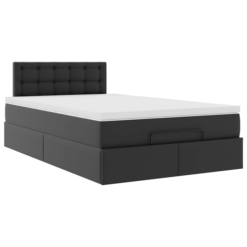 Ottoman bed met matras 120x190 cm kunstleer zwart