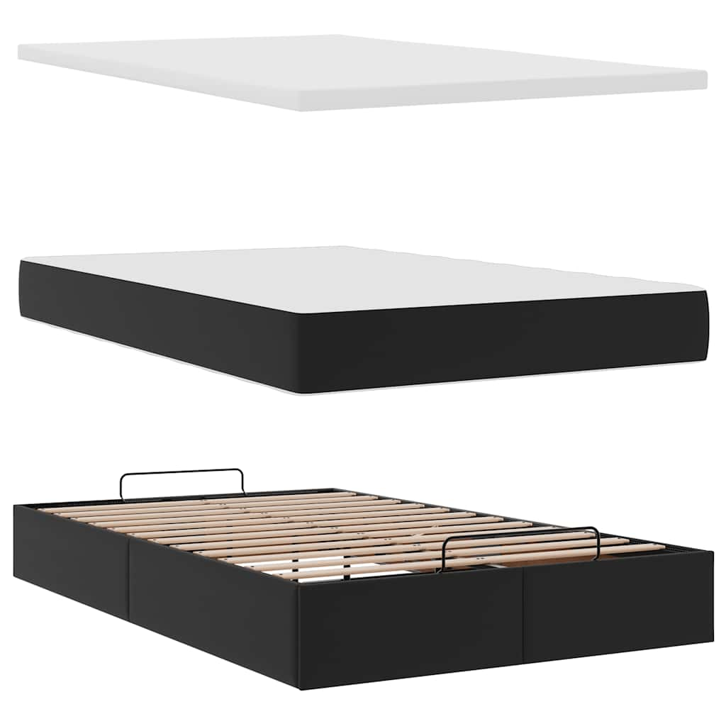 Ottoman bed met matras 120x190 cm kunstleer zwart