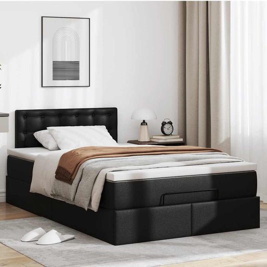 Ottoman bed met matras 120x190 cm kunstleer zwart