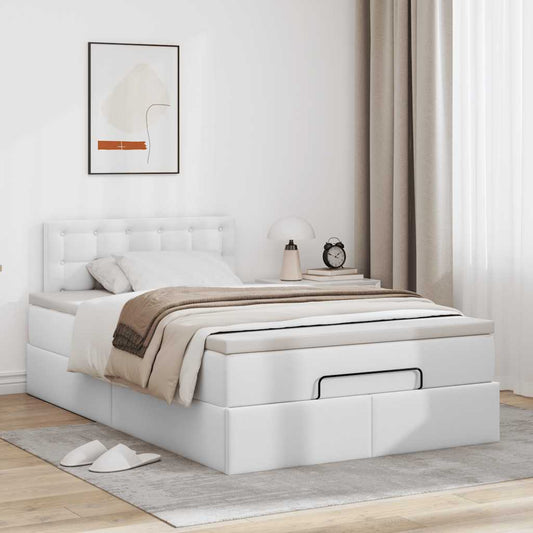 Ottoman bed met matras 120x190 cm kunstleer wit