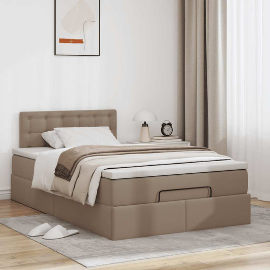 Ottoman bed met matras 120x190 cm kunstleer cappuccinokleurig