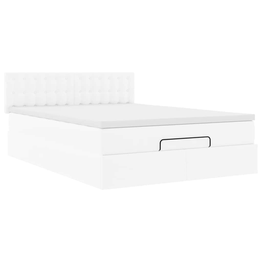 Ottoman bed met matras 140x200cm kunstleer wit