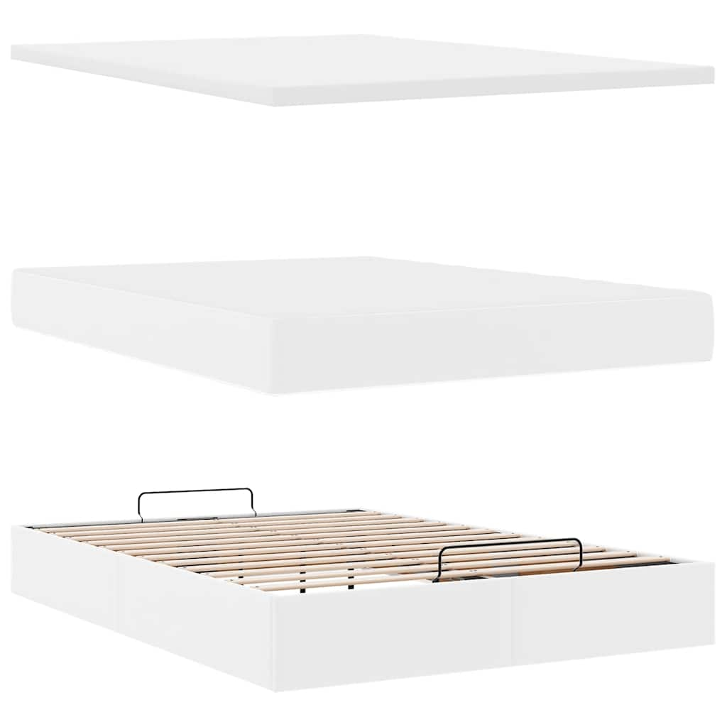 Ottoman bed met matras 140x200cm kunstleer wit