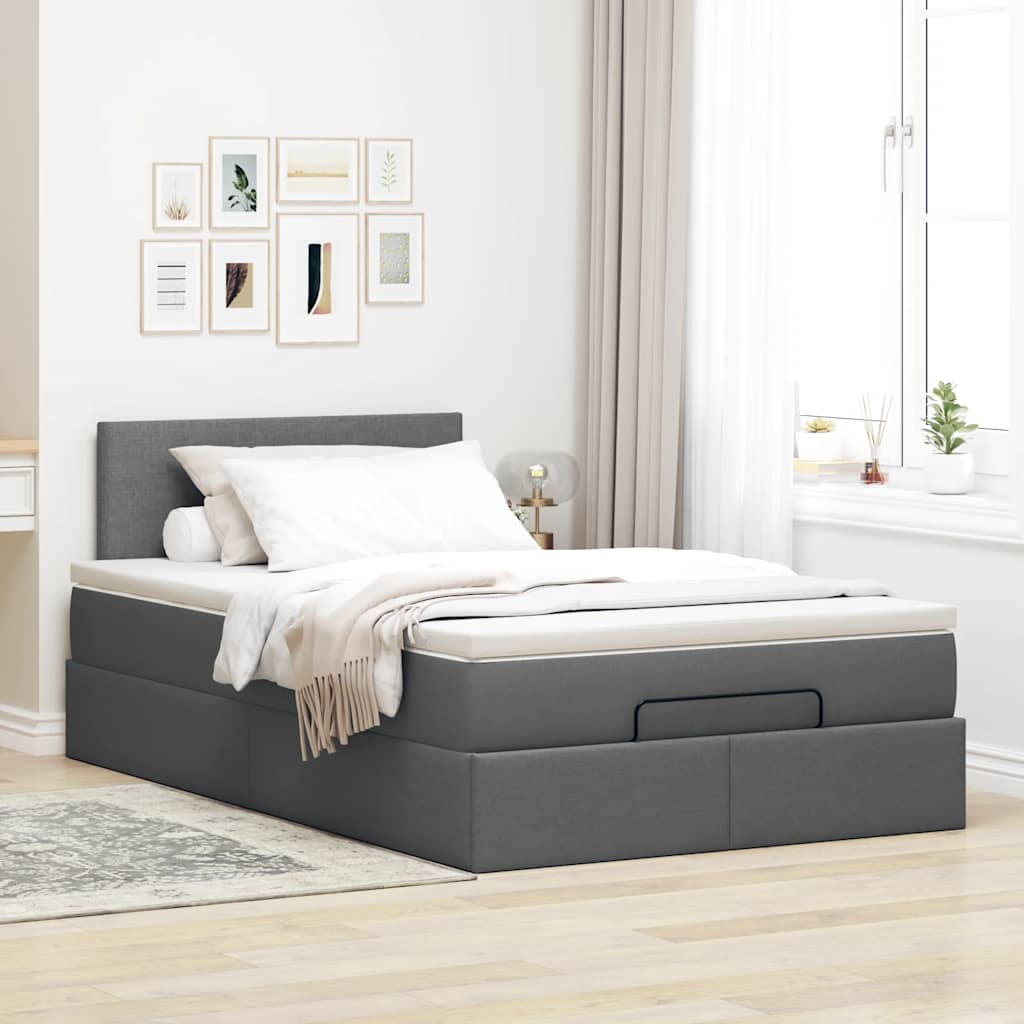 Ottoman bed met matras 120x190 cm stof donkergrijs