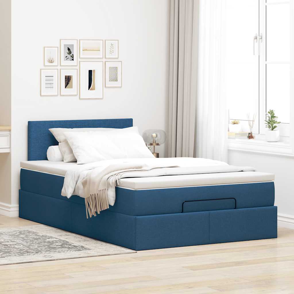 Ottoman bed met matras 120x190 cm stof blauw