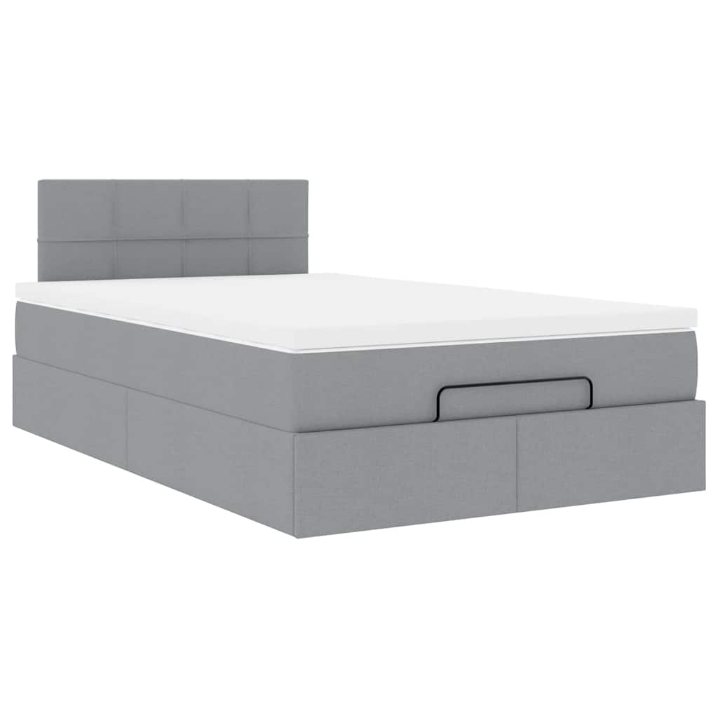 Ottoman bed met matras 120x190 cm stof lichtgrijs