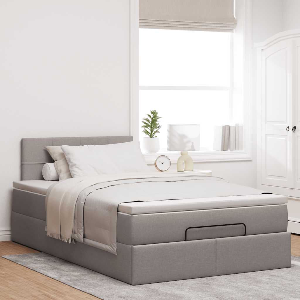 Ottoman bed met matras 120x190 cm stof taupe