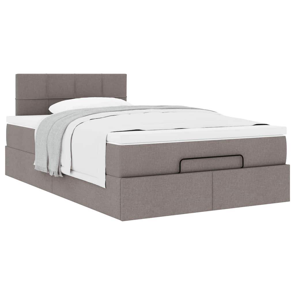 Ottoman bed met matras 120x190 cm stof taupe