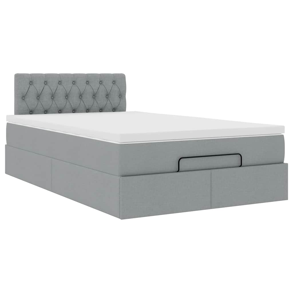 Ottoman bed met matras 120x190 cm stof lichtgrijs