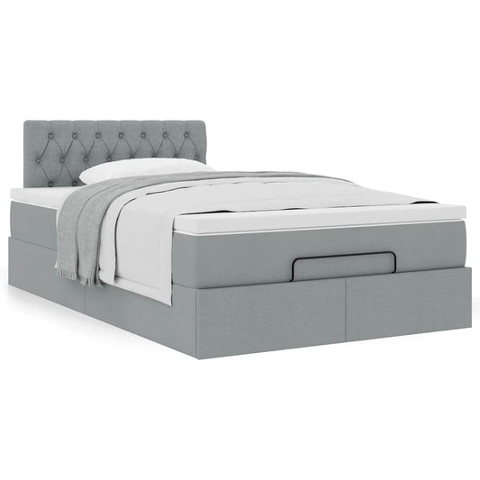 Ottoman bed met matras 120x190 cm stof lichtgrijs