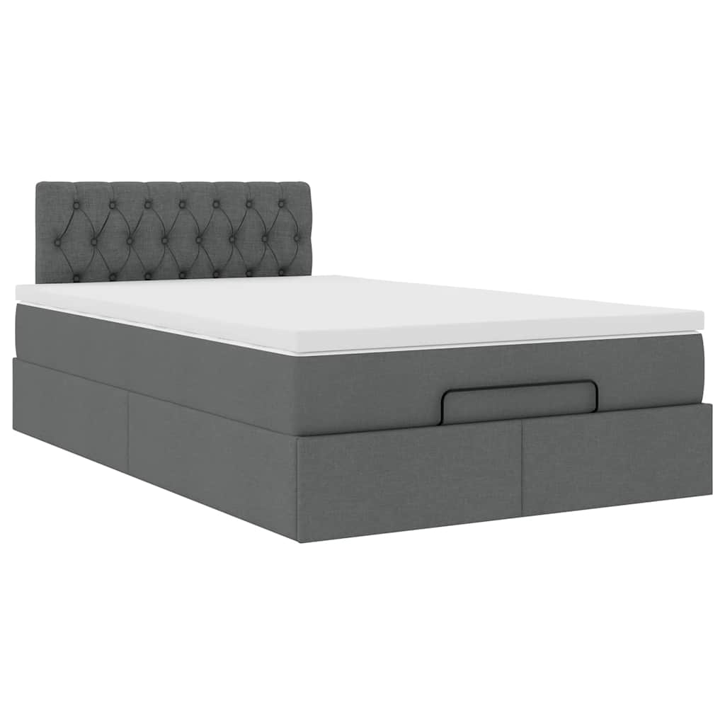 Ottoman bed met matras 120x190 cm stof donkergrijs