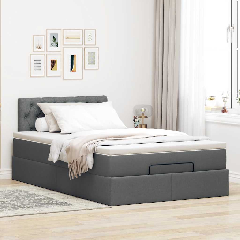 Ottoman bed met matras 120x190 cm stof donkergrijs