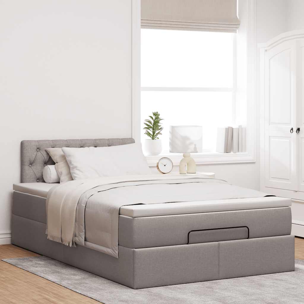 Ottoman bed met matras 120x190 cm stof taupe