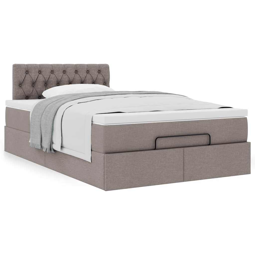 Ottoman bed met matras 120x190 cm stof taupe