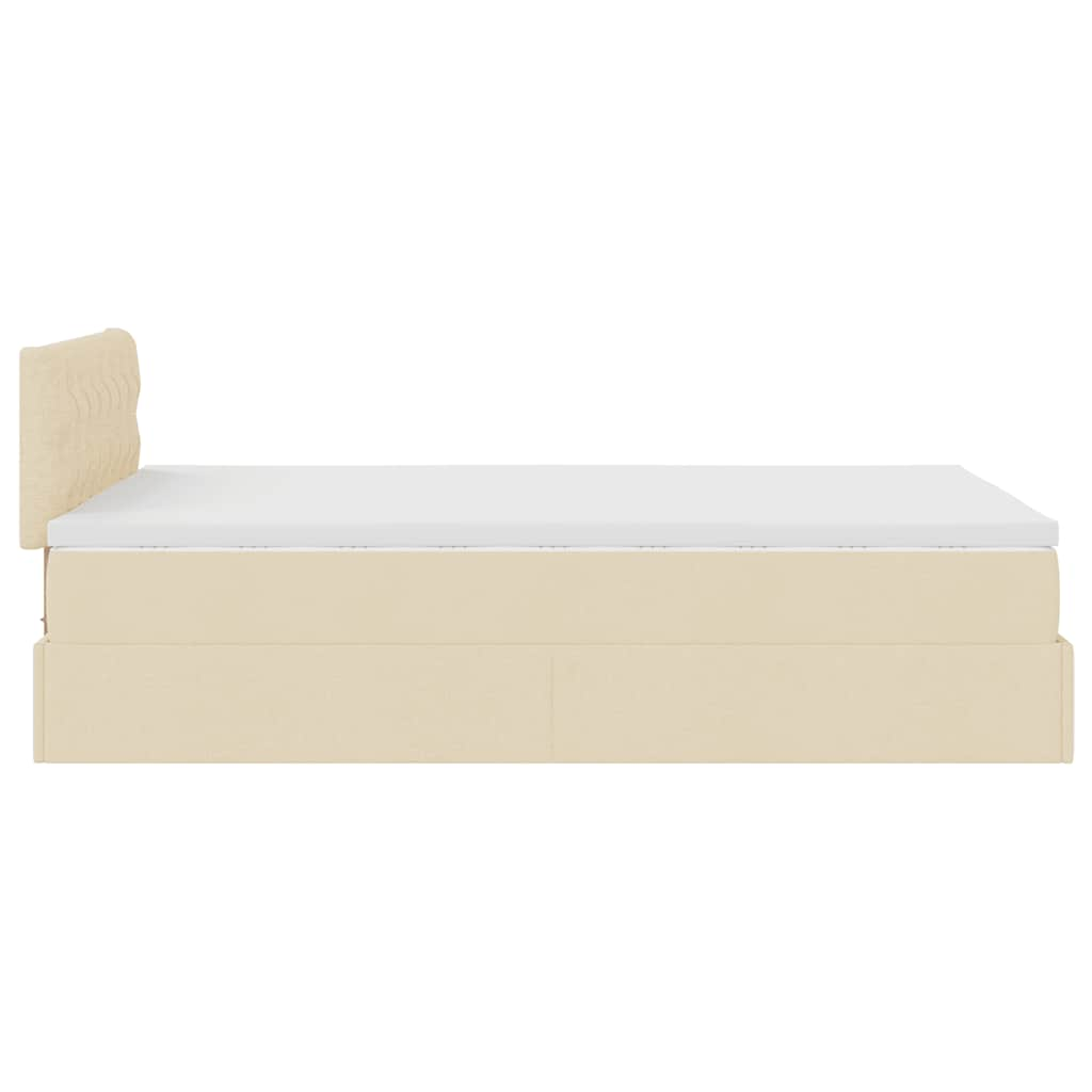 Ottoman bed met matras 120x190cm stof crèmekleurig