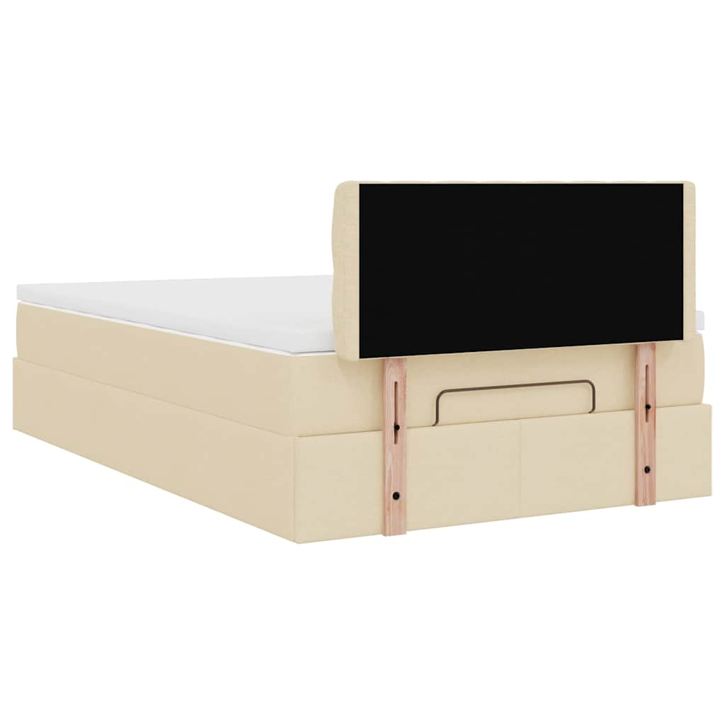 Ottoman bed met matras 120x190cm stof crèmekleurig