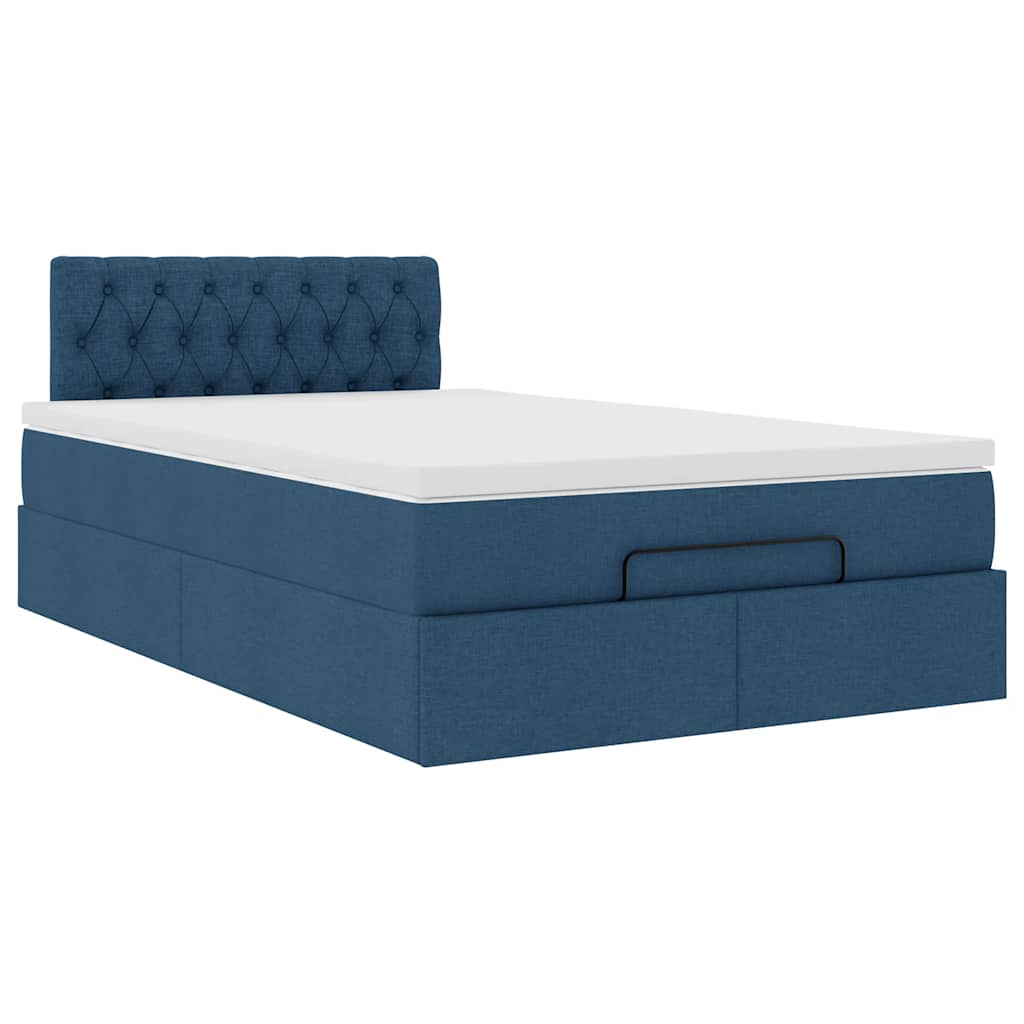 Ottoman bed met matras 120x190 cm stof blauw