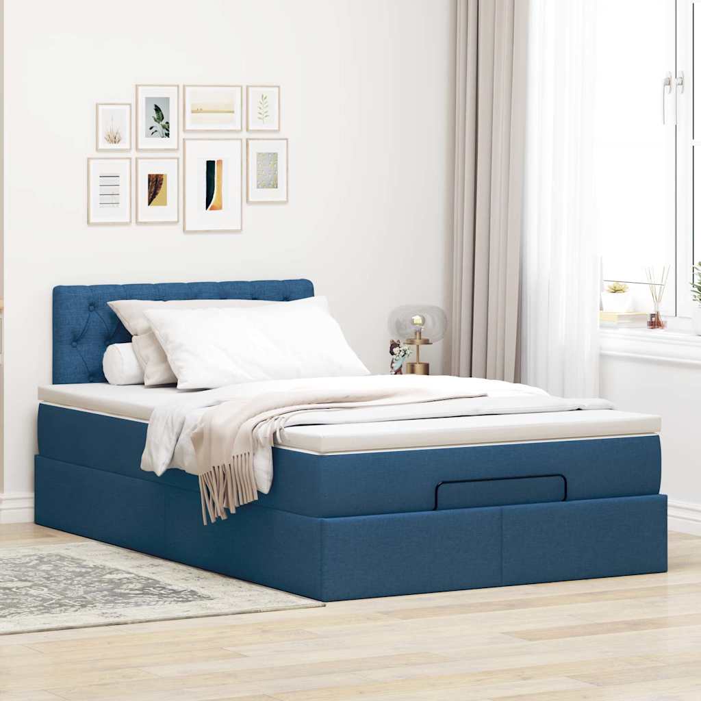 Ottoman bed met matras 120x190 cm stof blauw