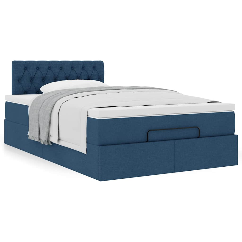 Ottoman bed met matras 120x190 cm stof blauw