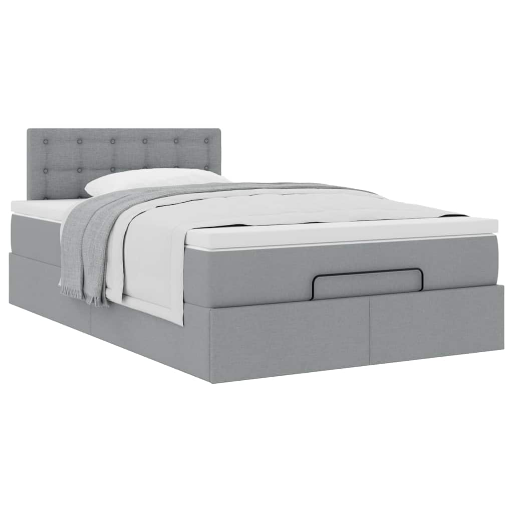 Ottoman bed met matras 120x190 cm stof lichtgrijs