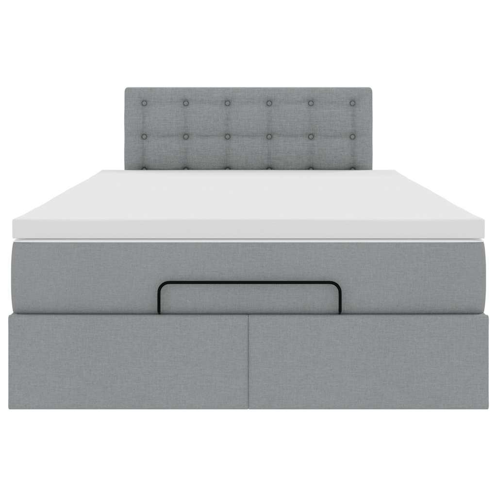 Ottoman bed met matras 120x190 cm stof lichtgrijs