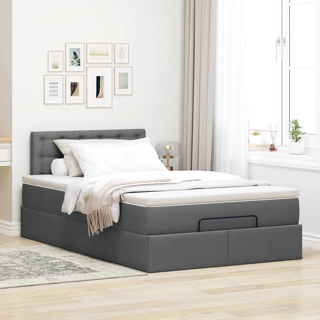 Ottoman bed met matras 120x190 cm stof donkergrijs