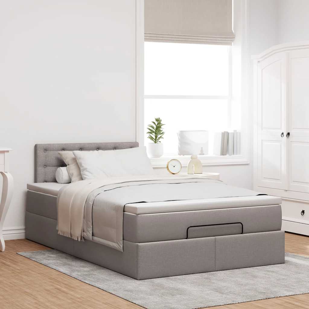 Ottoman bed met matras 120x190 cm stof taupe