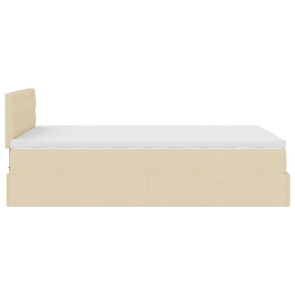 Ottoman bed met matras 120x190cm stof crèmekleurig