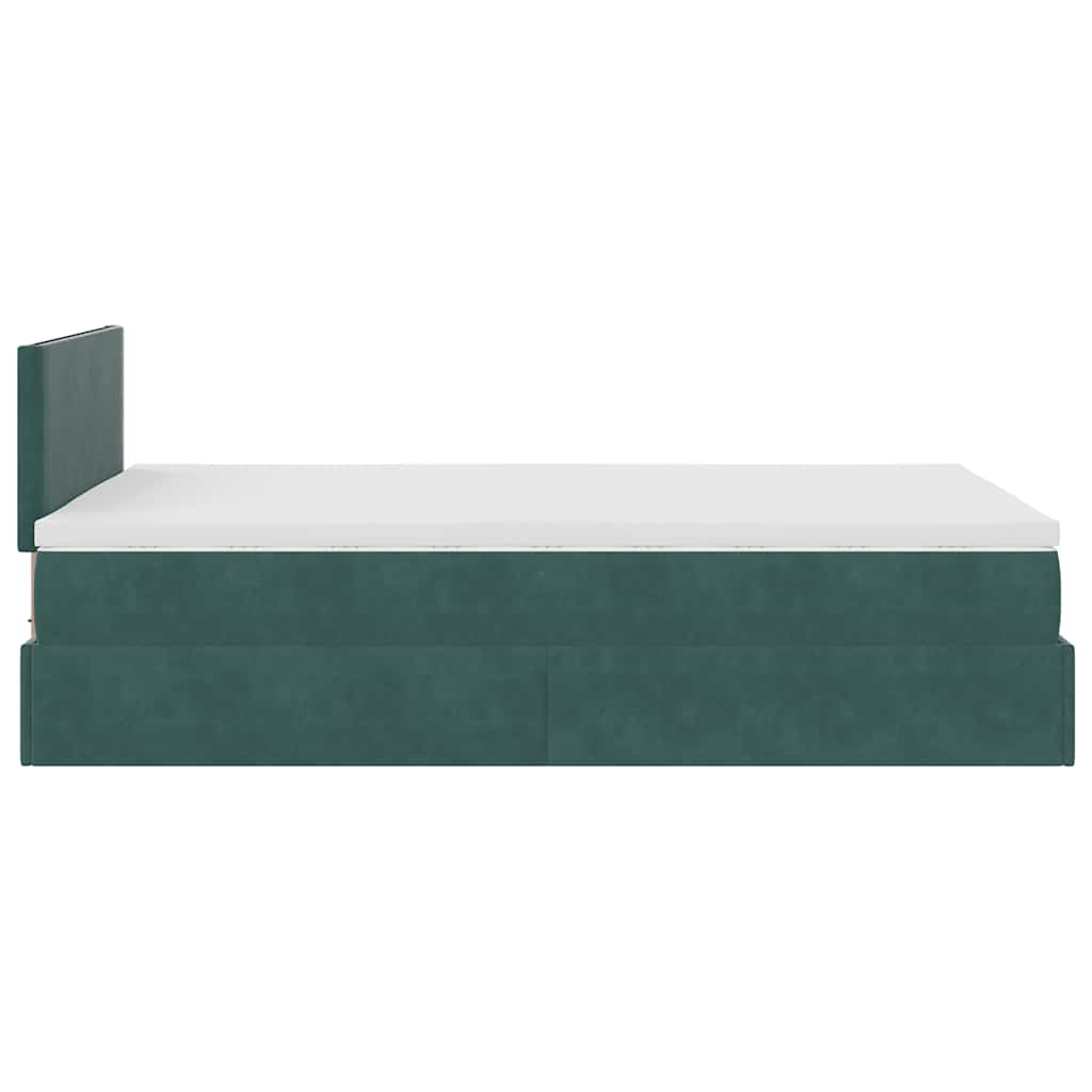 Ottoman bed met matras 120x190 cm fluweel donkergroen